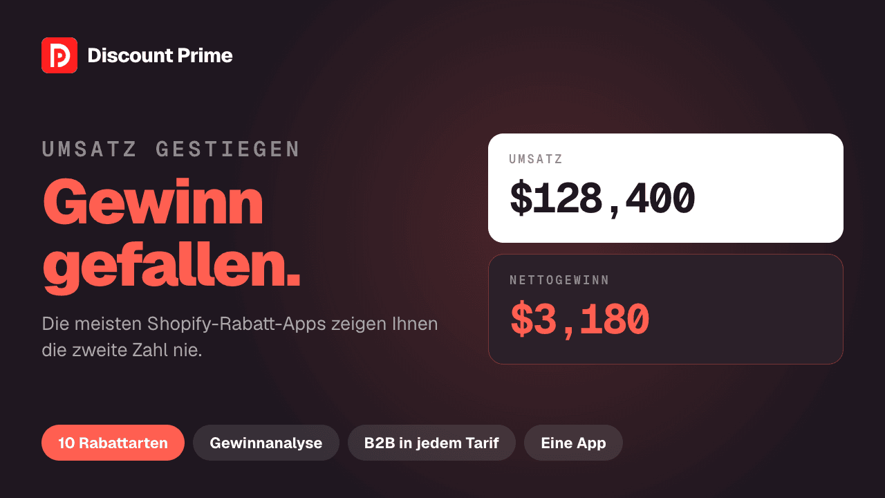 Shopify Rabatt-App: 10 Rabattarten, Marge und B2B | Discount Prime