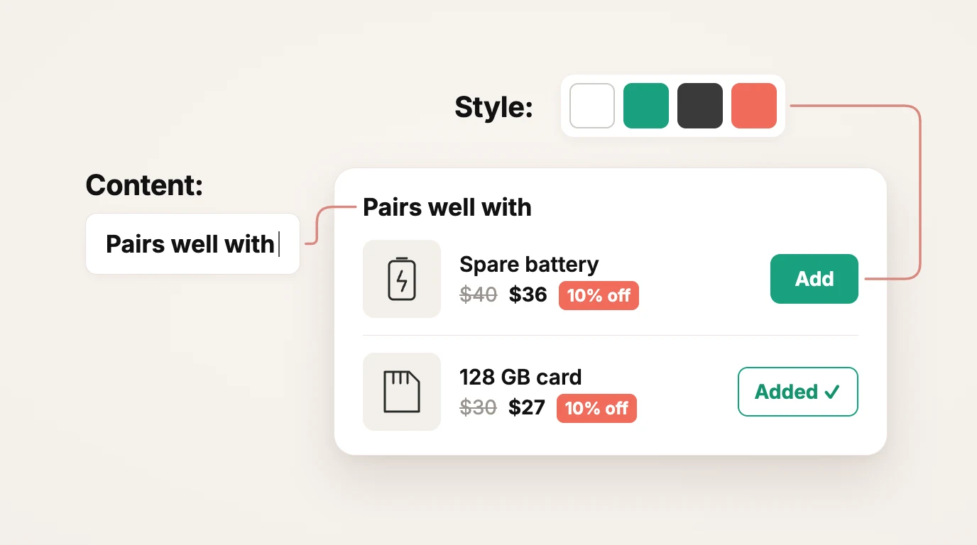 Cross-sell block widget settings preview in Discount Prime