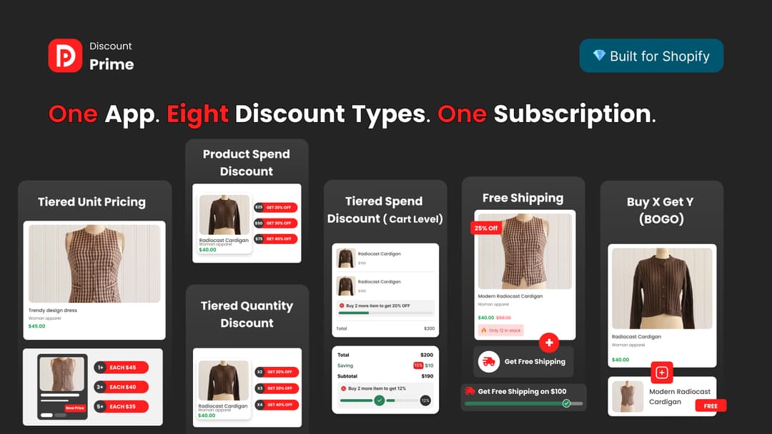 One app. Eight discount types. One subscription